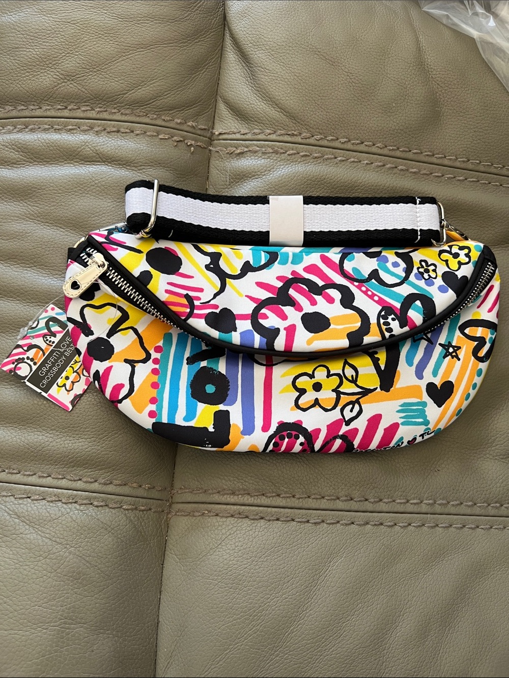 Brighton Multicolor Crossbody with Black-and-White Strap NWT